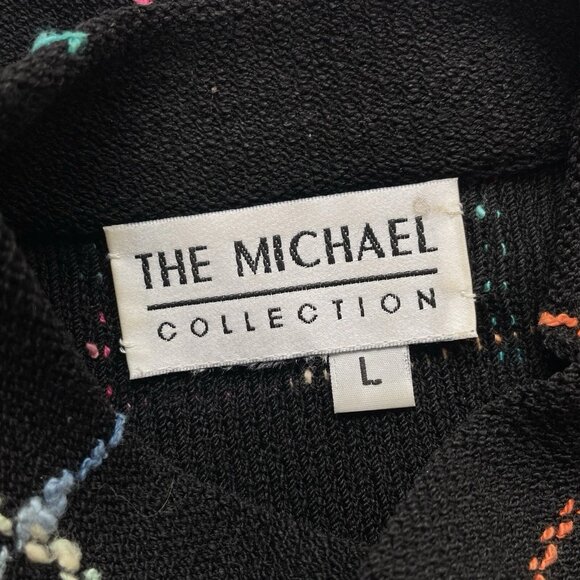 Vtg The Michael Collection Buttoned Knit Cardigan Jacket Black Multicolor Size L - Picture 5 of 6